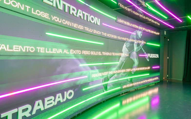 Rafa Nadal Museum interior with motivational quotes and tennis imagery.
