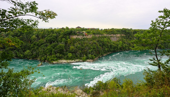 Niagara River in the Devils Hole State park in NY state USA