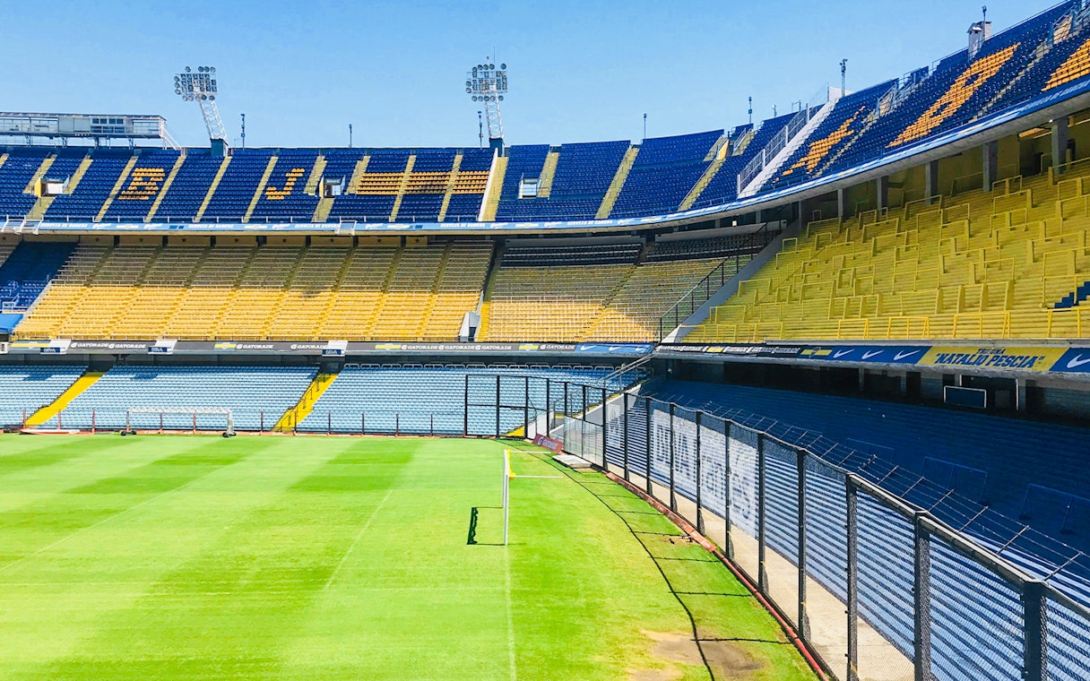 Boca Juniors Stadium seating and field in Buenos Aires, Argentina.