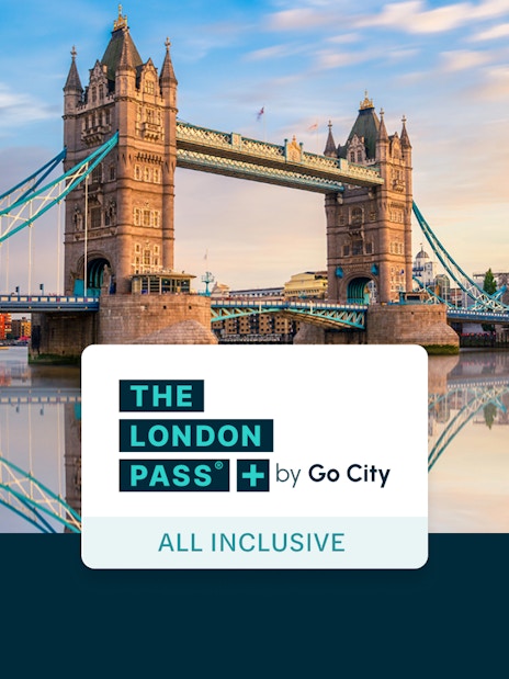 Tower Bridge in London with The London Pass by Go City logo.