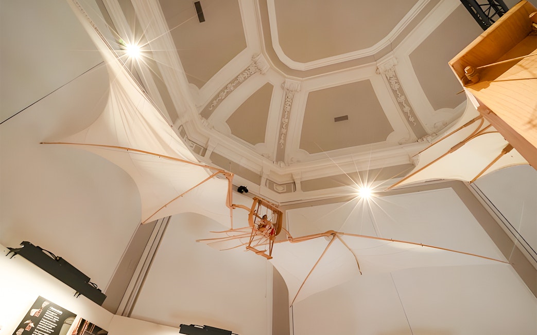 Flying vehicle model displayed at Leonardo3 Museum, Milan.