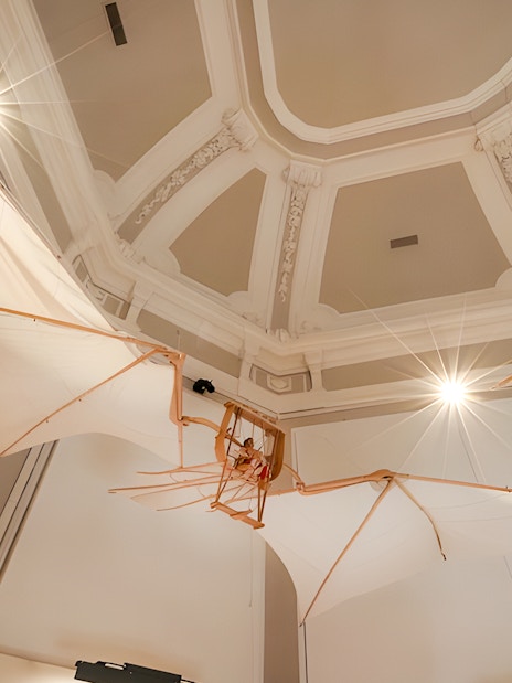 Flying vehicle model displayed at Leonardo3 Museum, Milan.