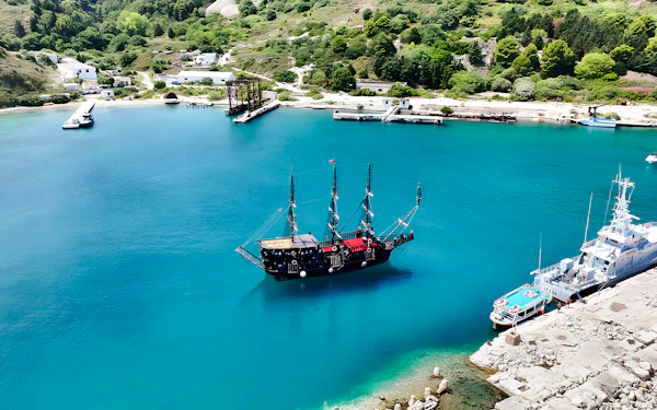 From Vlore: Sazan Island, Haxhi Ali Cave & Karaburun Peninsula Pirate Ship Tour