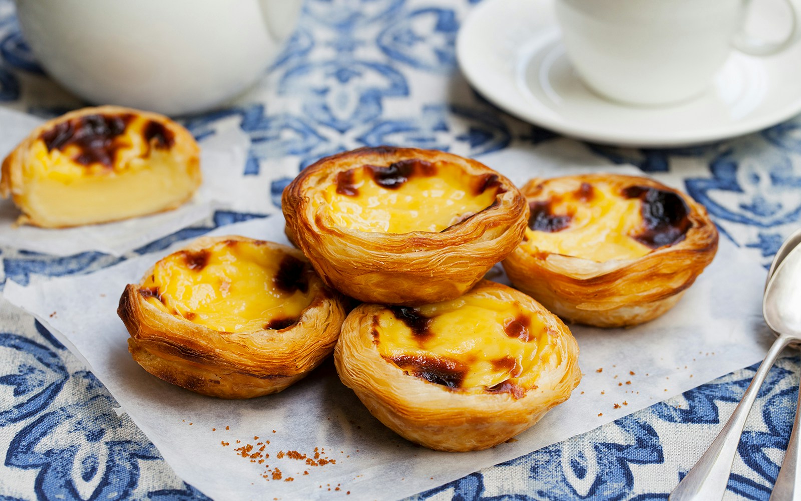 Pastel de Nata on a plate in Lisbon, Portugal.