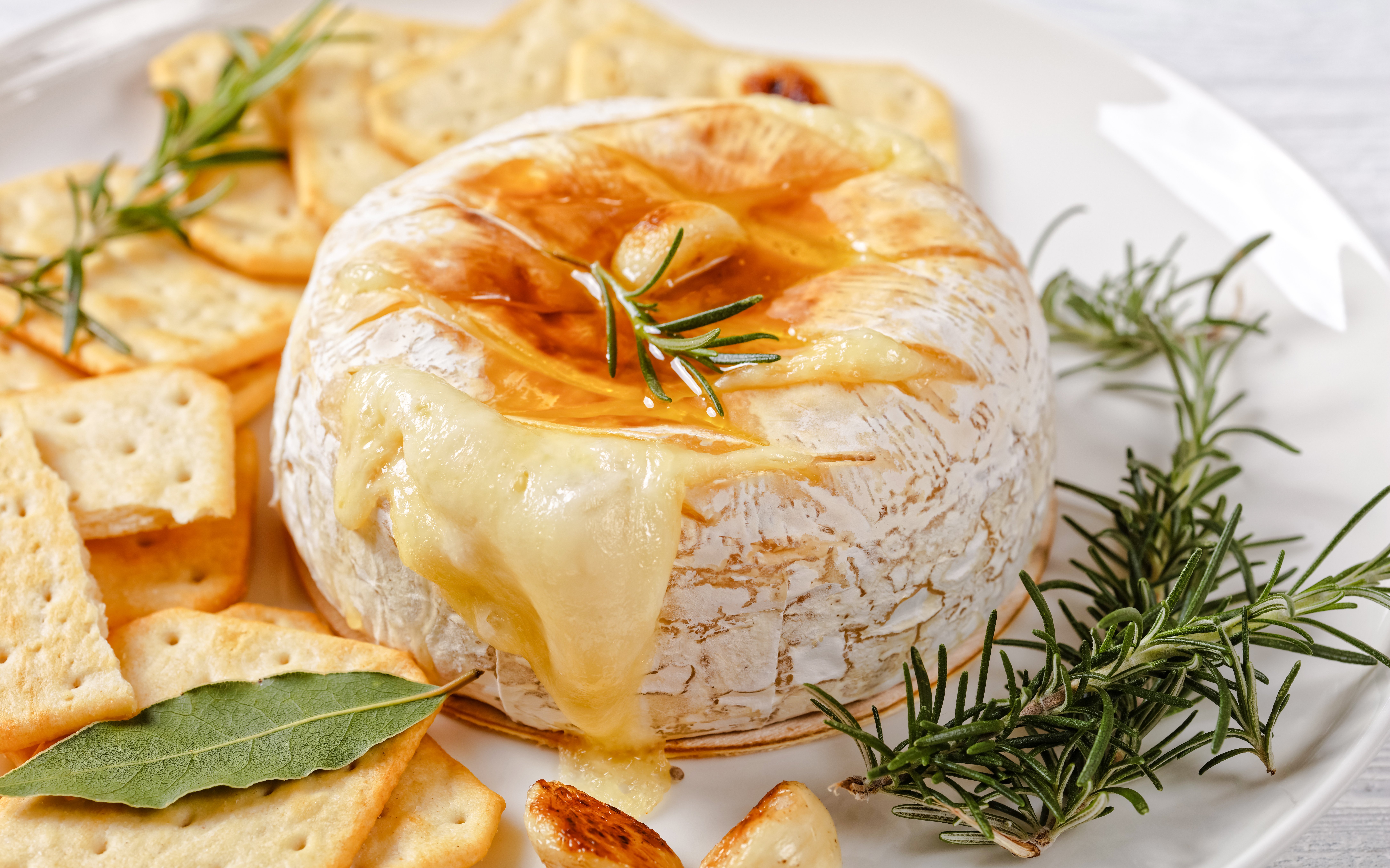 Baked Camembert with rosemary and crackers at La Mère Poulard Mont Saint Michel.