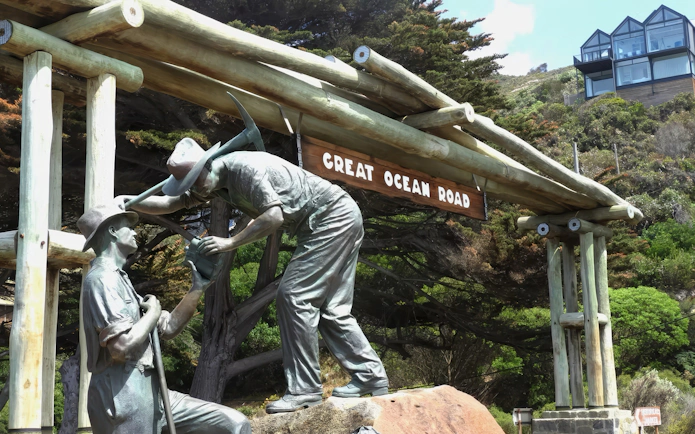 Great Ocean Road entrance sculpture on Melbourne to Great Ocean Road tour.