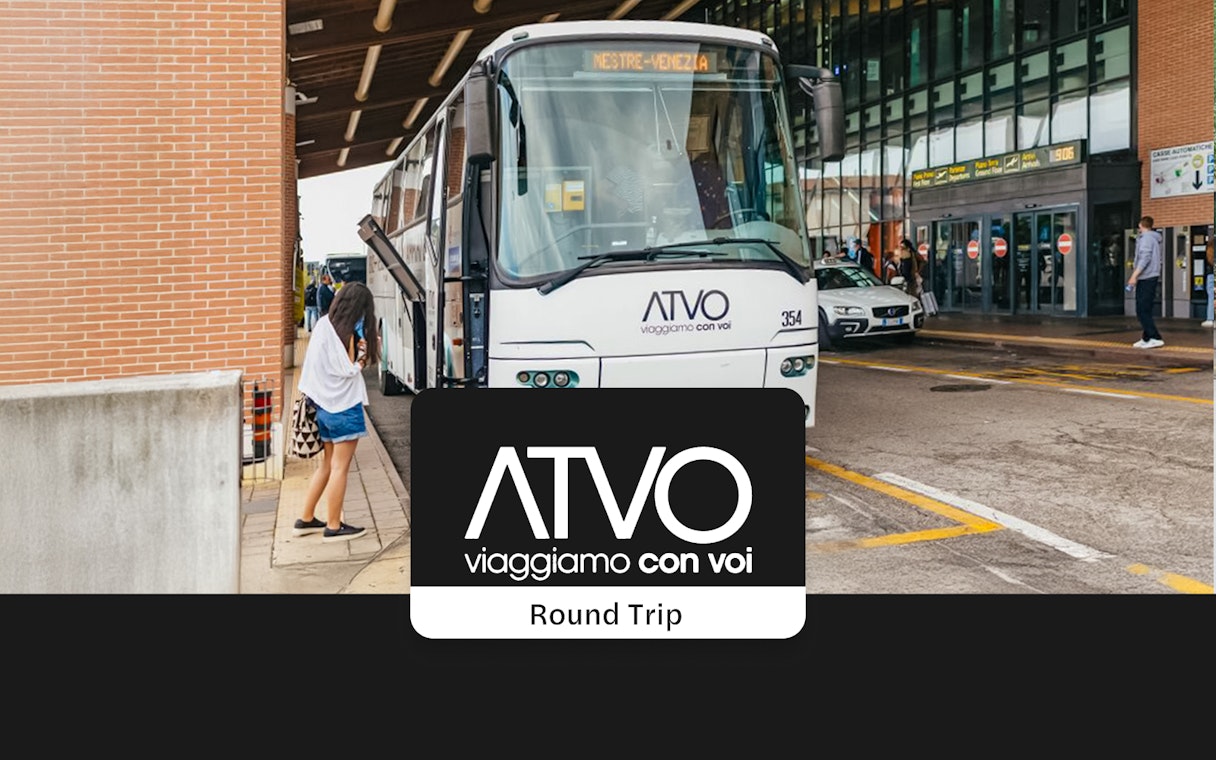 ATVO bus at Venice Marco Polo Airport terminal for round trip to Venice Piazzale.