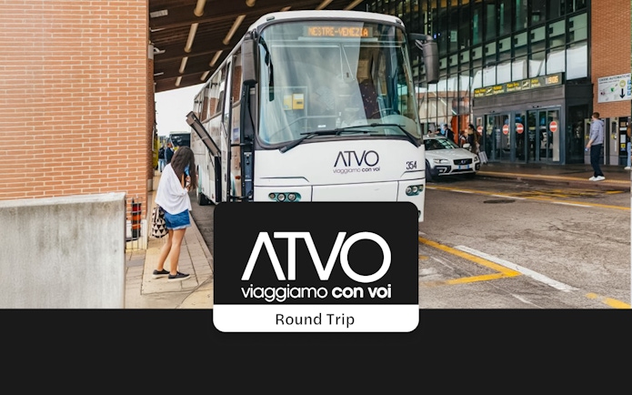 ATVO bus at Venice Marco Polo Airport terminal for round trip to Venice Piazzale.
