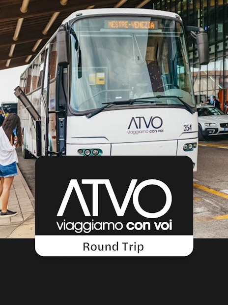 ATVO bus at Venice Marco Polo Airport terminal for round trip to Venice Piazzale.