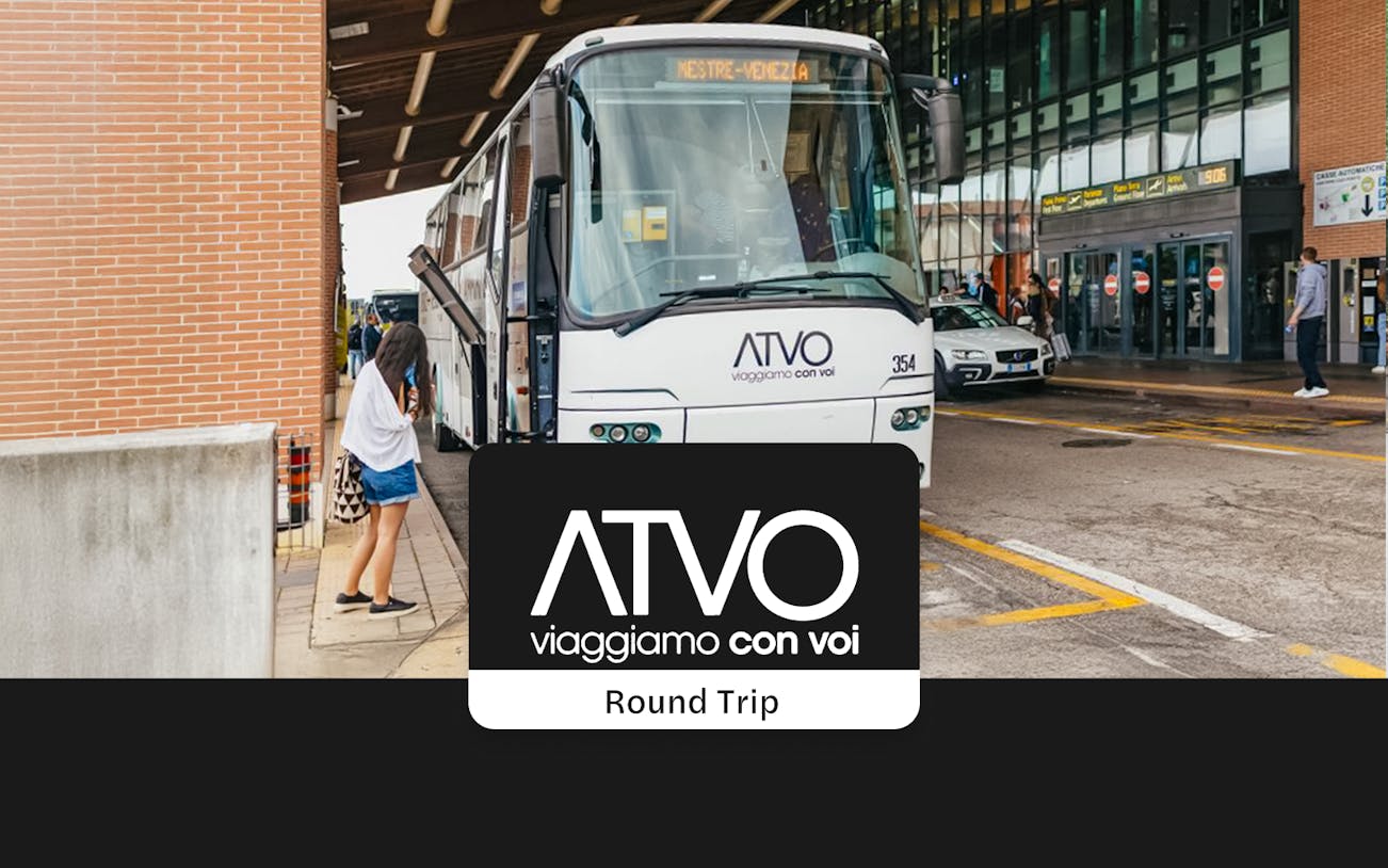 ATVO bus at Venice Marco Polo Airport terminal for round trip to Venice Piazzale.