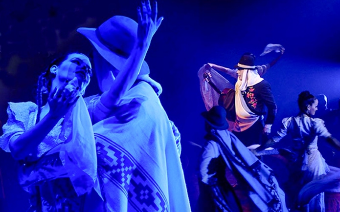 Dancers performing traditional tango at Señor Tango Show in Buenos Aires.