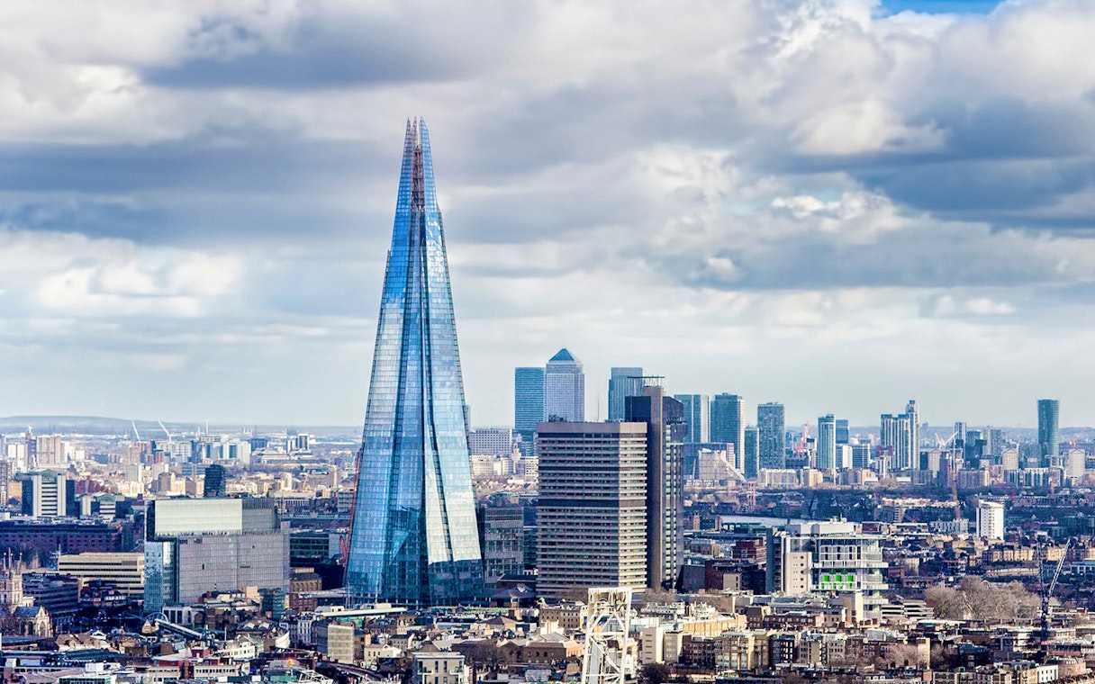 The Shard towering over London's skyline.
