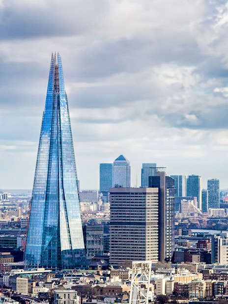The Shard towering over London's skyline.