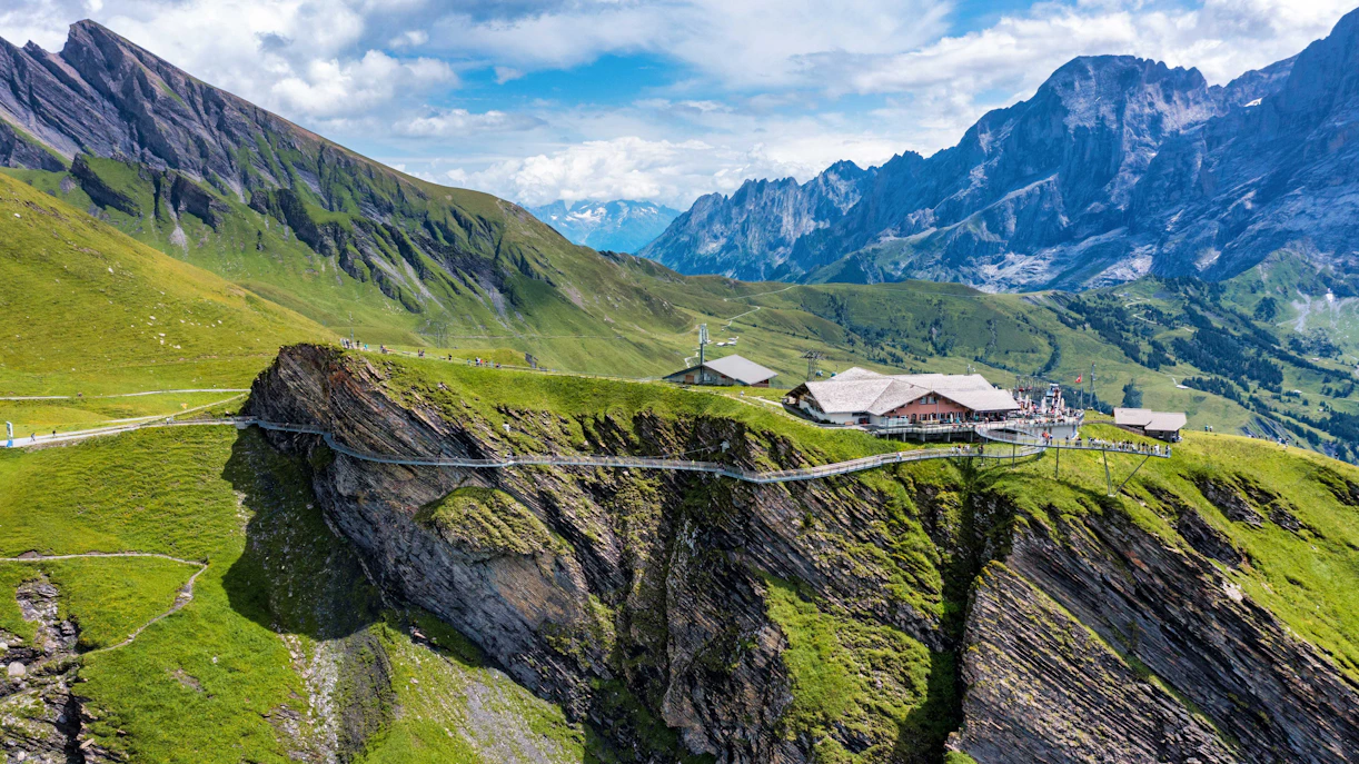 scenic view and beautiful weather of Grindelwald First