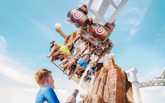 People enjoying the Bandit Bomber ride at YAS Waterworld, Abu Dhabi.