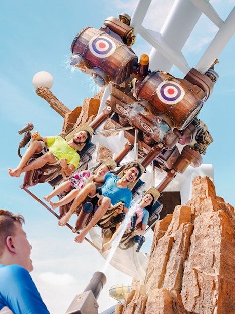 People enjoying the Bandit Bomber ride at YAS Waterworld, Abu Dhabi.