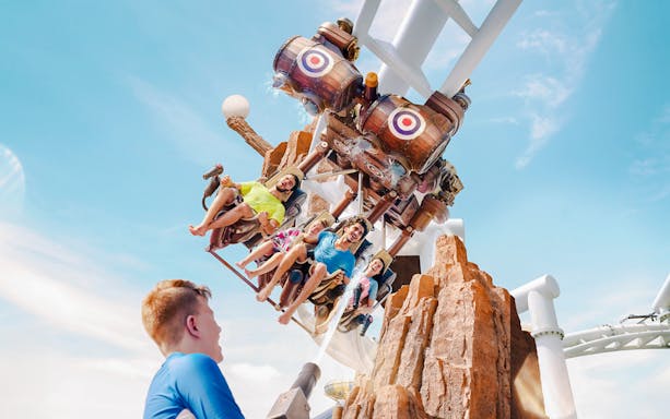 People enjoying the Bandit Bomber ride at YAS Waterworld, Abu Dhabi.