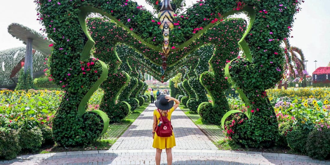 Lady at Miracle Gardens, Dubai