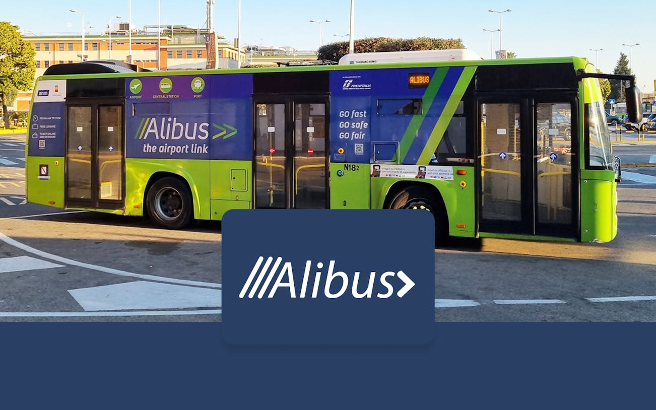 Alibus at Capodichino Airport, Naples, offering transport to city center.