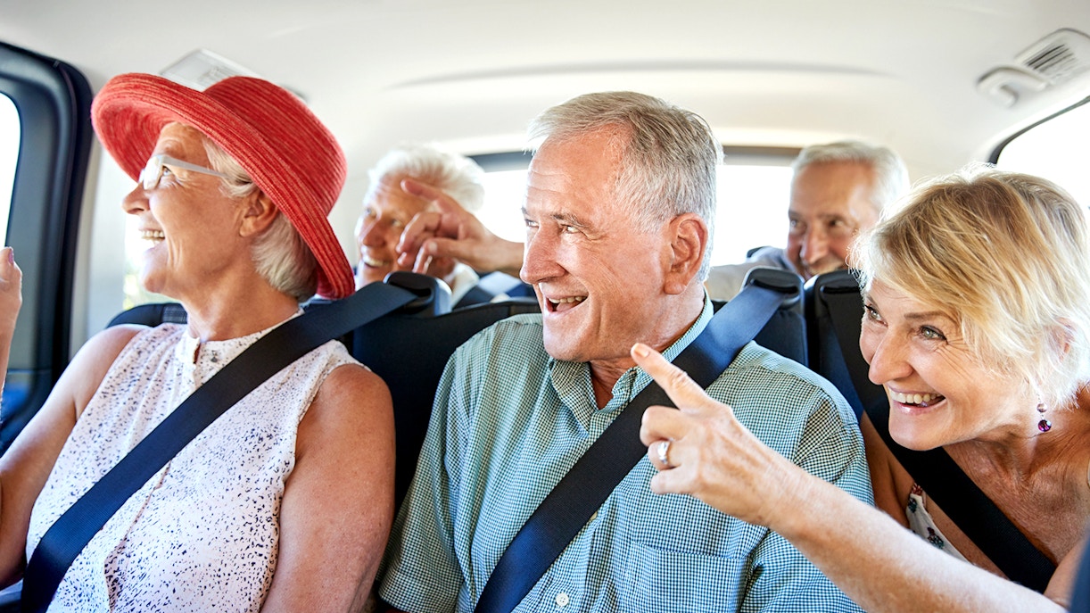 Guests enjoying scenic views during transfer from Prague to Český Krumlov via Hluboká.
