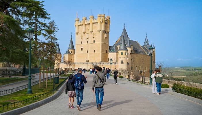 Segovia Alcazar and Toledo guided tour with view of historic castle and cathedral.