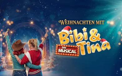 Bibi & Tina musical poster with festive theme in Berlin.