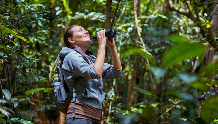 Woman with binoculars