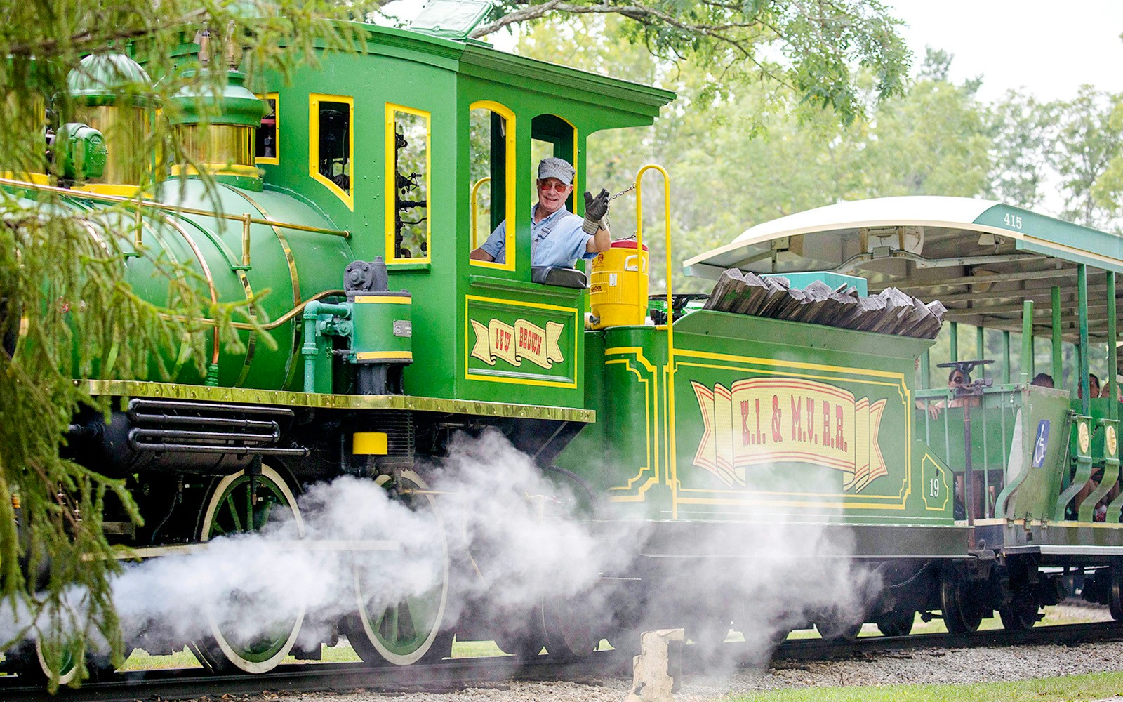 Steam locomotive on K.I. & Miami Valley Railroad at Kings Island.