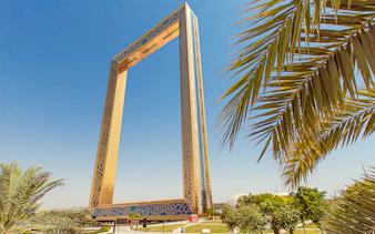 Dubai Frame with city skyline view, part of Dubai Super Saver Pass experience.
