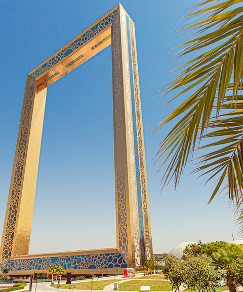 Dubai Frame with city skyline view, part of Dubai Super Saver Pass experience.