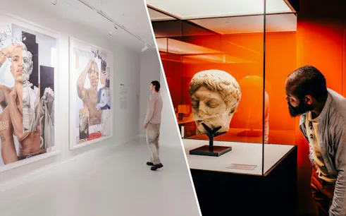 Art installations and sculptures at Moco Museum Barcelona.