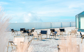 Chairs on rooftop with blue sky at Hoverland, Wyndham Ion Majestic Hotel, Genting Highlands.