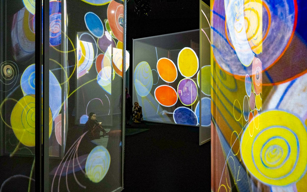 Colorful abstract projections at The Art of Abstraction Gallery, Frameless London.