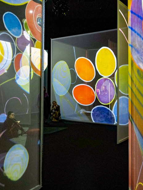 Colorful abstract projections at The Art of Abstraction Gallery, Frameless London.