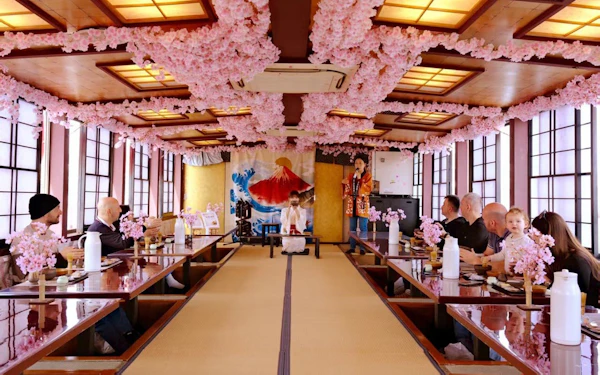 Tokyo Spring Tea Ceremony Cruise with Cherry Blossom Theme & desserts & show