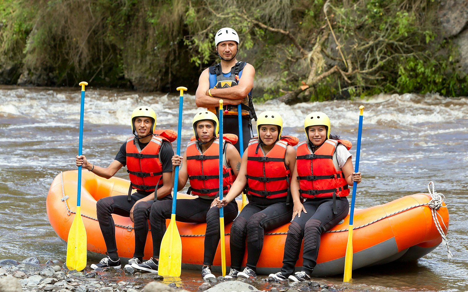 English-speaking guides while riverr afting, Thailand