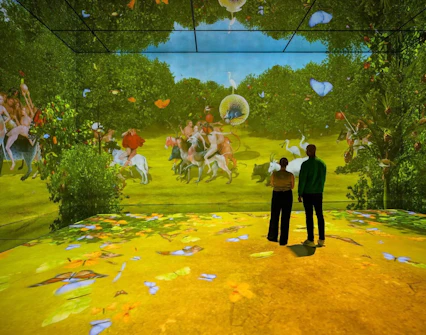 Immersive art installation with nature projections at Frameless London.