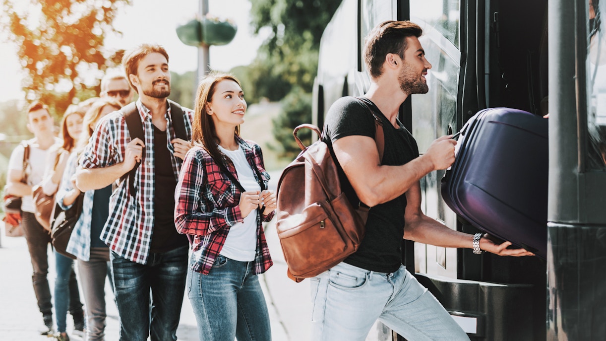 Shuttle bus at Shinjuku station for Tokyo Disney Resort trip.