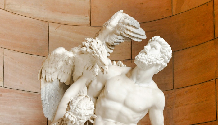 Sculpture display inside Alte Nationalgalerie, Berlin, showcasing classical art.