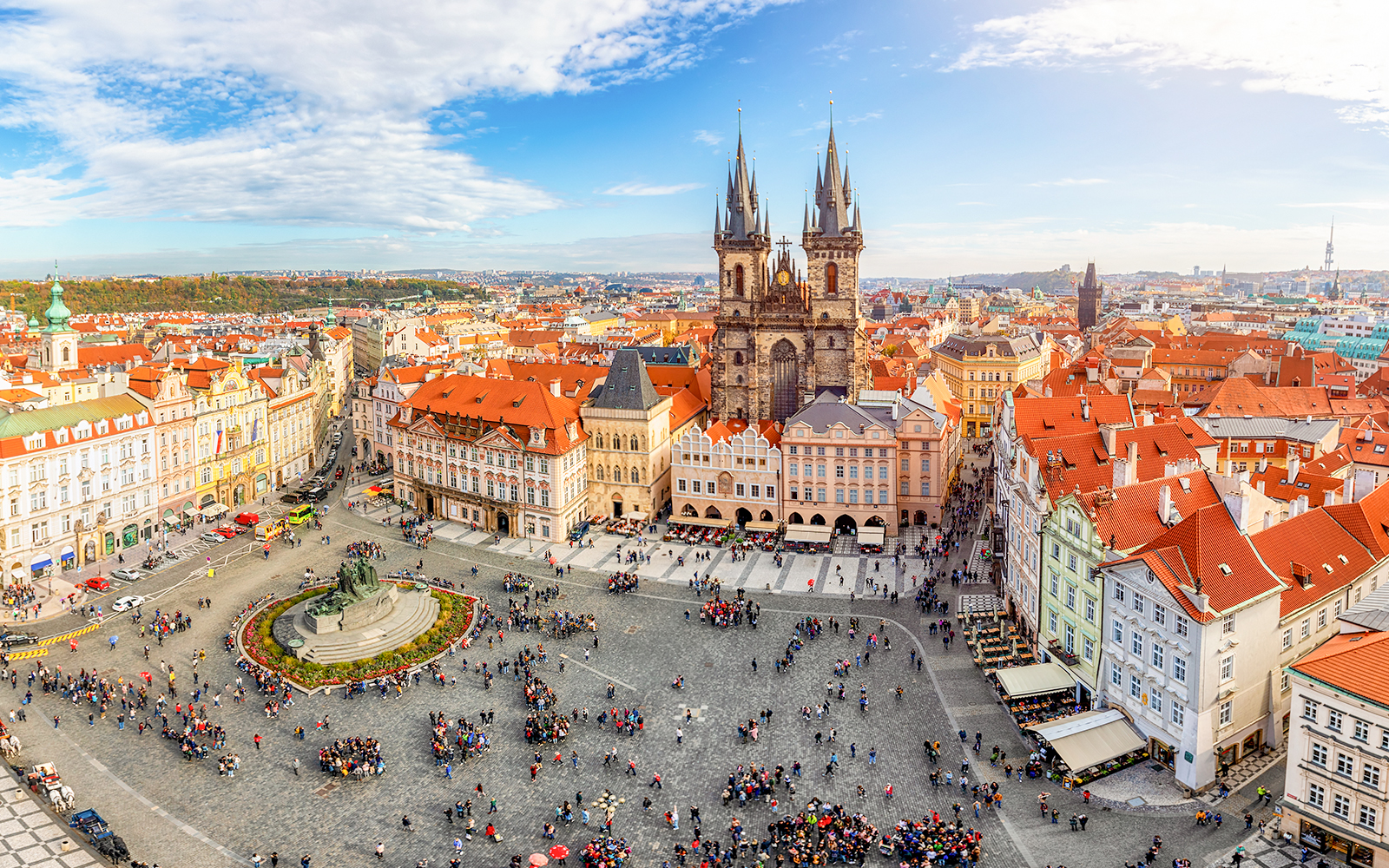 Old Town Sqaure, Prague aerial view during morning