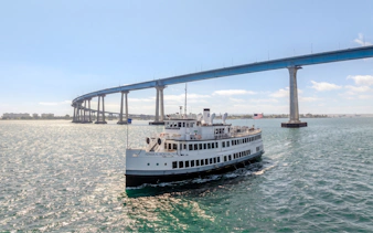 San Diego dinner cruise ship passing under Key Bridge.