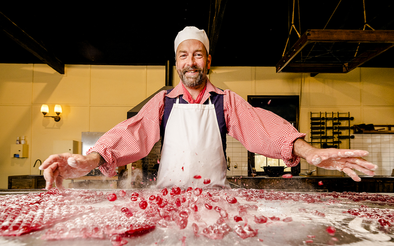 Candy maker demonstrating confectionery at Sovereign Hill Museum.