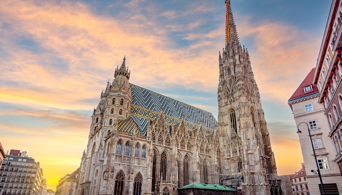 St. Stephen's cathedral on Stephansplatz square During Sunrise