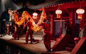 Dragon dance performance at World of Discoveries Interactive Digital Exhibition.