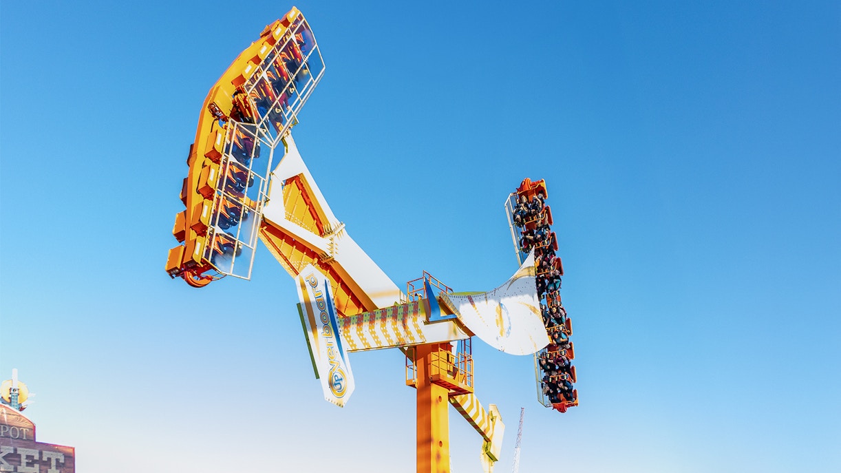 People enjoying a thrill ride at Fun Spot America, Orlando.