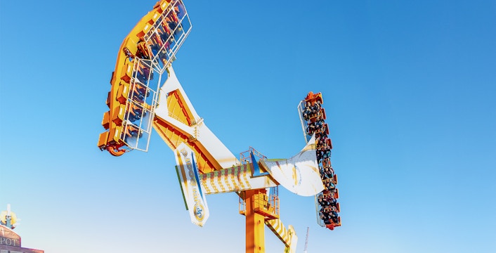People enjoying a thrill ride at Fun Spot America, Orlando.