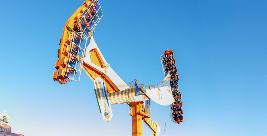 People enjoying a thrill ride at Fun Spot America, Orlando.