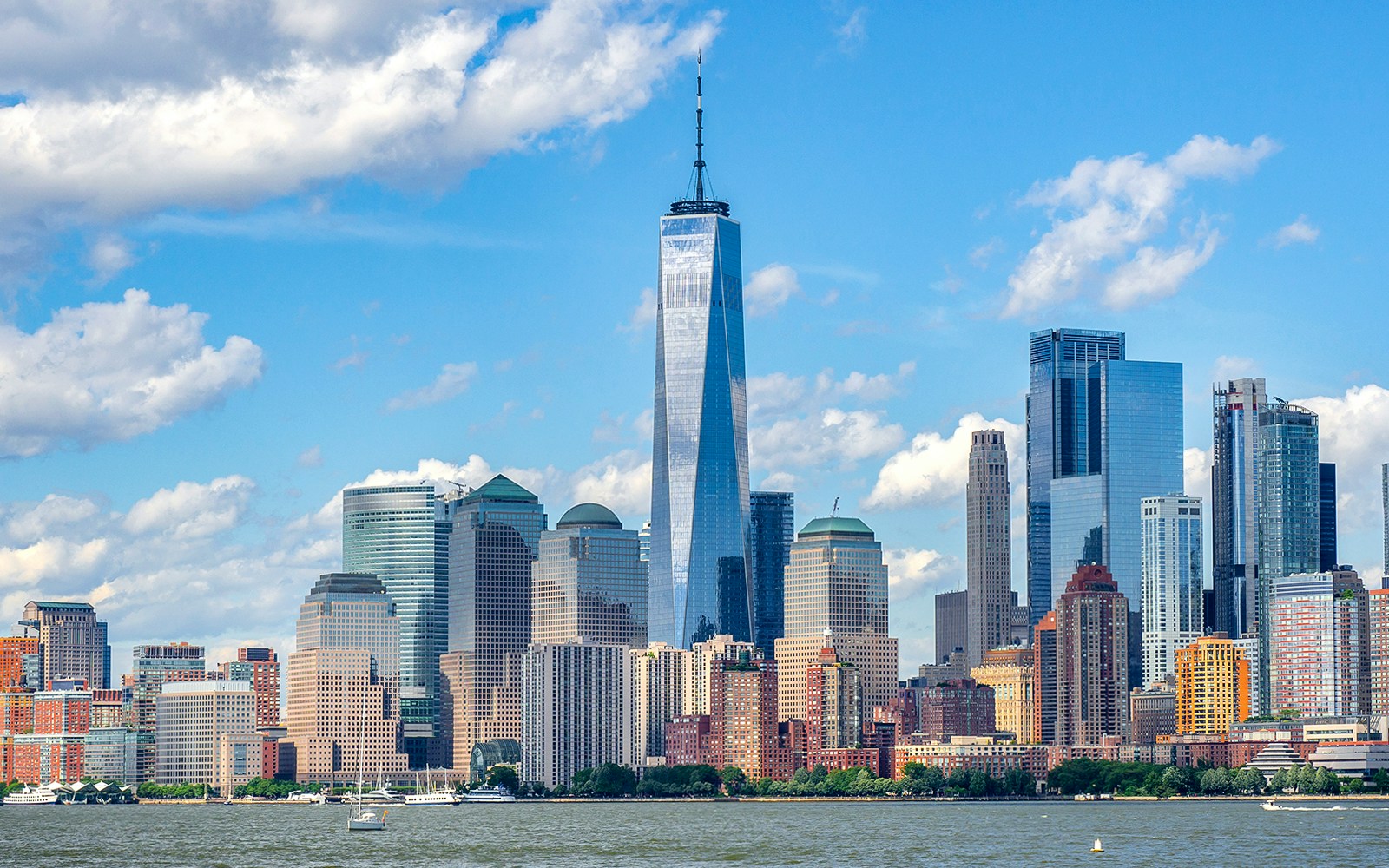New York City skyline featuring One World Trade Center.