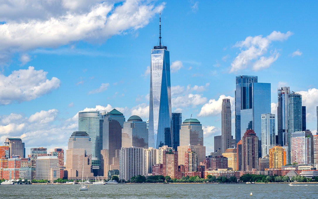 New York City skyline featuring One World Trade Center.