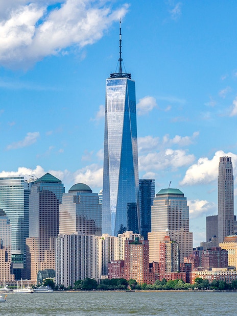 New York City skyline featuring One World Trade Center.